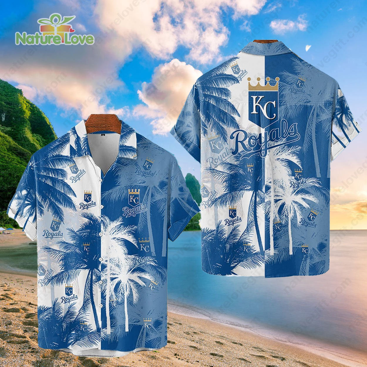 Kansas City Royals Tropical Palm Trees MLB Hawaiian Shirt