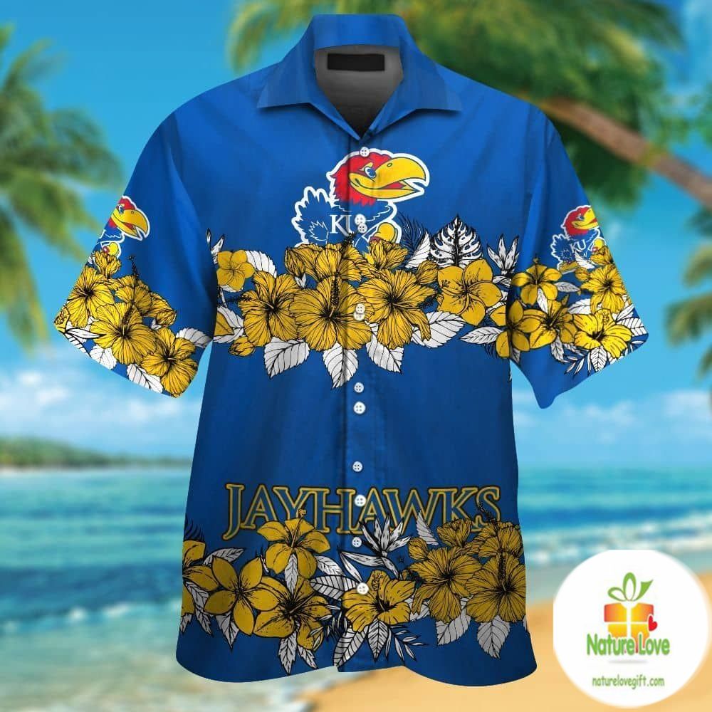 Kansas Jayhawks Hawaiian Shirt Short Sleeve Aloha Button Up VER020
