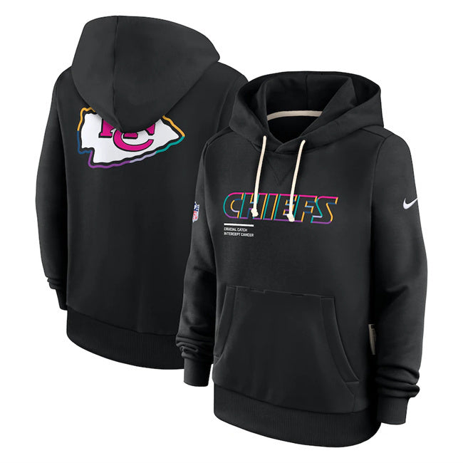 Kansas City Chiefs Black 2025 Crucial Catch Club Pullover Hoodie(Run Small)