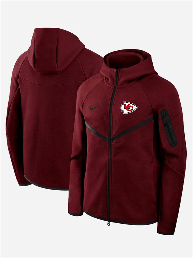 Kansas City Chiefs Red Tech Fleece Full-Zip Windrunner Hoodie