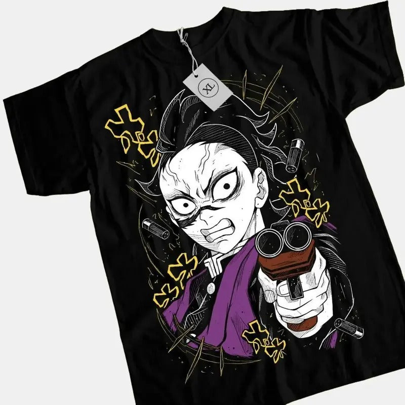Kimetsu No Yaiba Demon Slayer T-Shirt & Sweatshirt, Genya Shinazugawa Graphic Tee, Anime Manga Lover Gifts Ball Cotton Dragon Menswear
