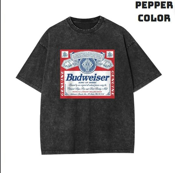 King of Beers Bud Garment-dye Tees, Graphic Tee Shirt, Unisex T-Shirt, Gift For Fan, Him, Her, Crewneck Short Sleeve Shirt, Shirt Trending Top Menswear