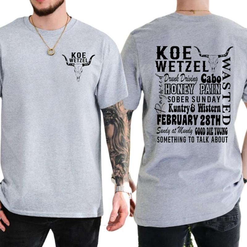 Koe Wetzel Concert Shirt - Western Graphic Tee for Country Music Fans, Ideal Nashville Outfit