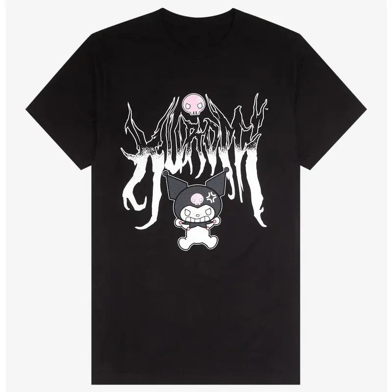 Kuromi Heavy Metal Boyfriend Fit Girls T-Shirt Hoodie, Sweatshirt | InkThreadWorks.com