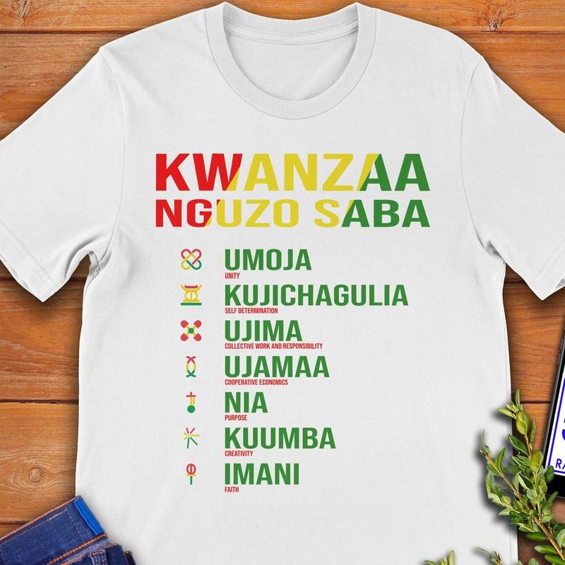 Kwanzaa Nguzo Saba Tee, The Seven Principles Symbols of Kwanzaa Shirt, African American Holiday Shirt, Kwanzaa Celebration, African American Tee