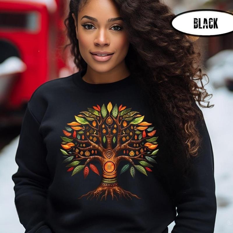 Kwanzaa Tree of Life African American Holiday Family Matching Kwanzaa Blessing Kinara sweatshirt African Roots Kwanzaa Sweatshirts