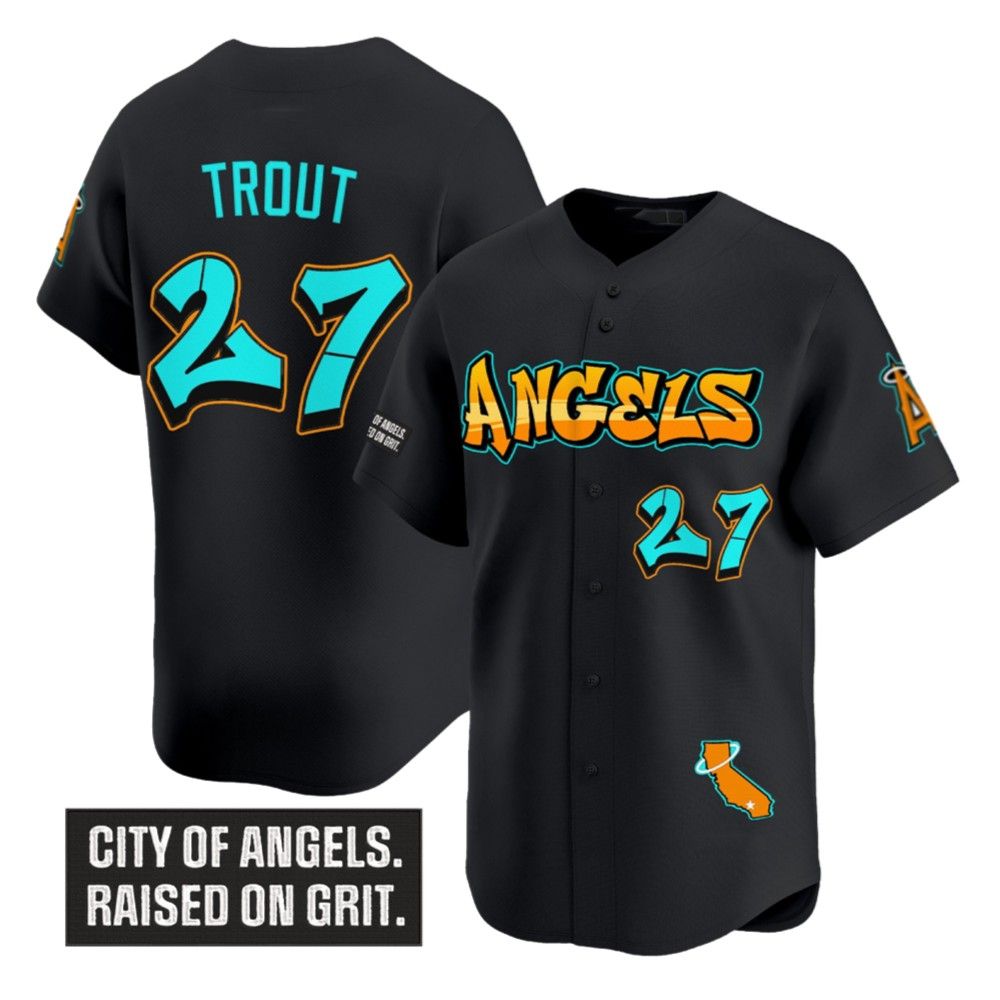 LA Angels Trout Raleigh Graffiti 2025 Jersey - Grishko.com