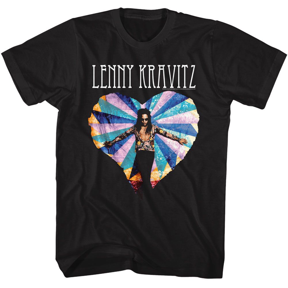Lenny Kravitz - Multicolor Heart - American Classics Adult Short Sleeve T-Shirt