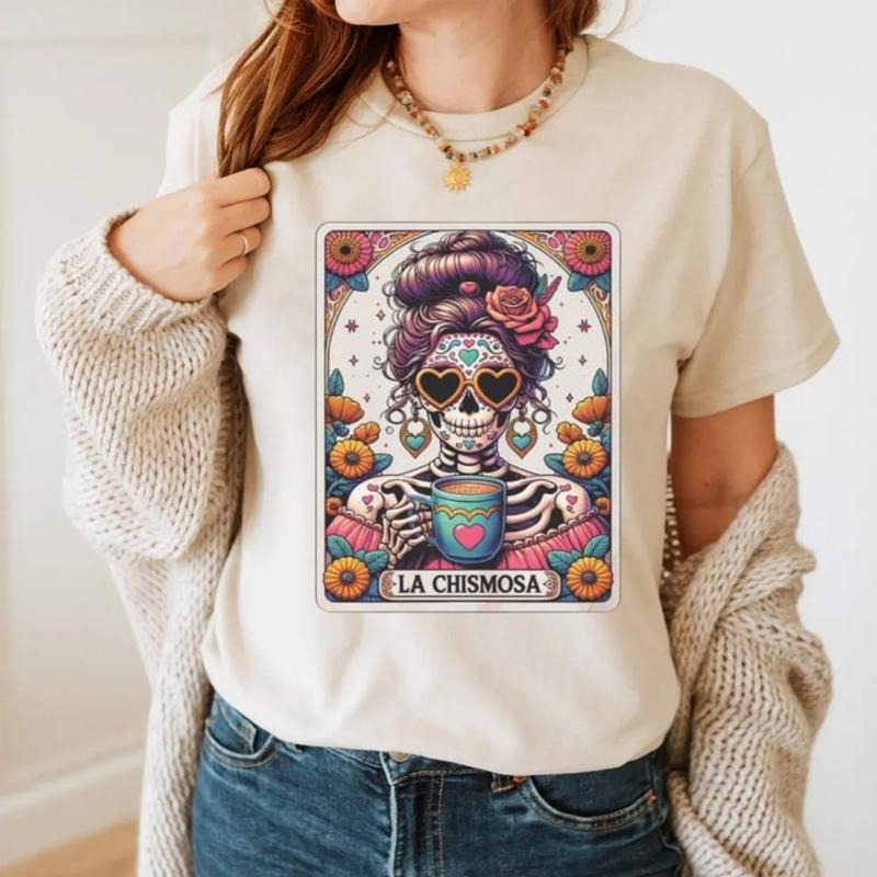 La Chismosa Lotería Tarot Card Shirt, Mexican Shirt, Spanish Shirt, Catrina T-Shirt, Skeleton Tshirt, Tarot Card ,...