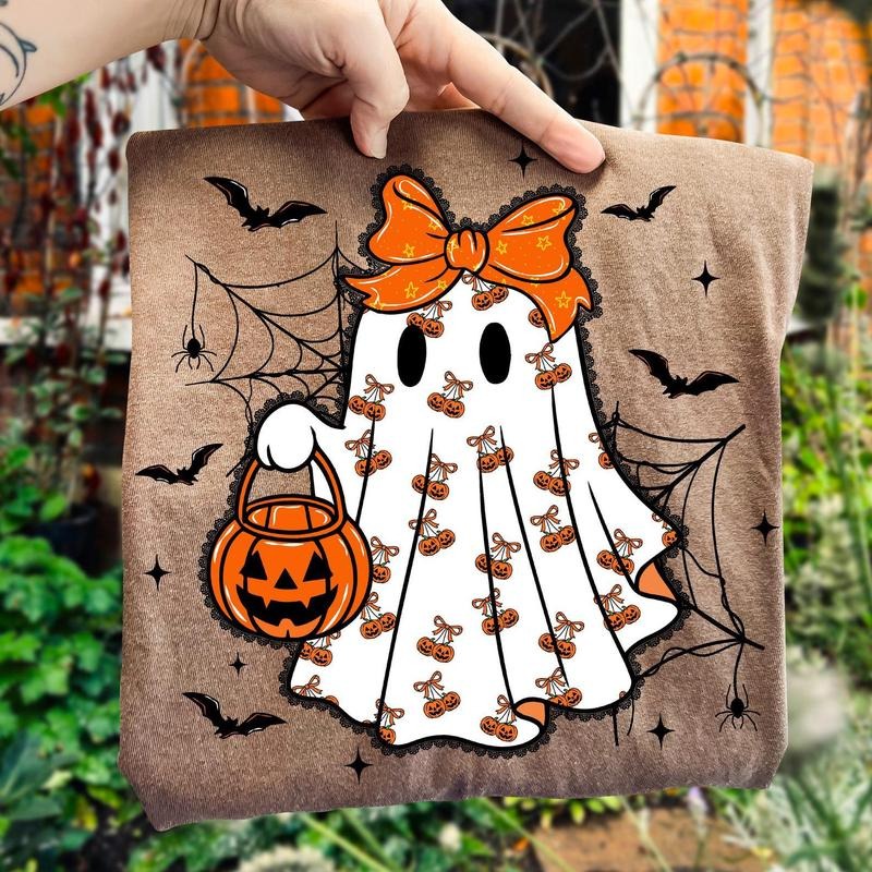 Lace Ghost Coquette Shirt, Ghost Halloween Shirt, Girly Ghost Lacey Ghost Png, Spooky Season Png, Halloween Shirt Png,...