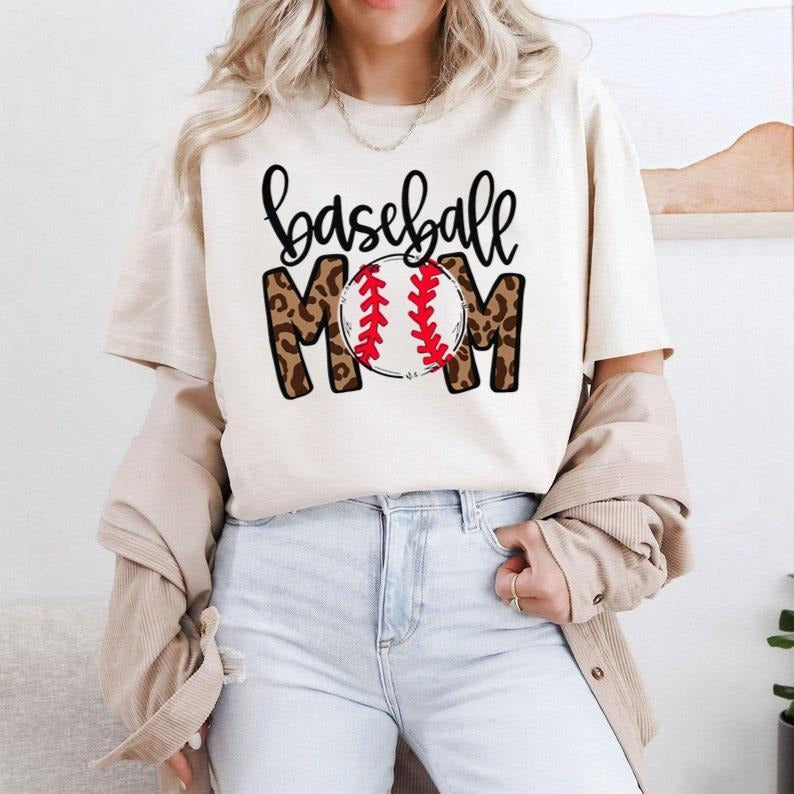 Leopard Baseball mom bleached shirts Leopard Bleached Shirt Bleached shirts sublimated shirts Gifts Mom Shirts...
