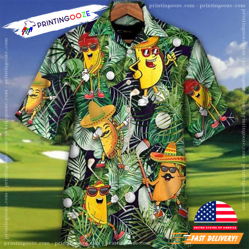 Let Partee Funny Mexico Taco Playing Golf Hawaiian Shirt