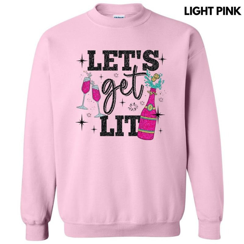 Let's Get Lit Faux Glitter Sweatshirt T-Shirts, Hoodie | InkThreadWorks.com