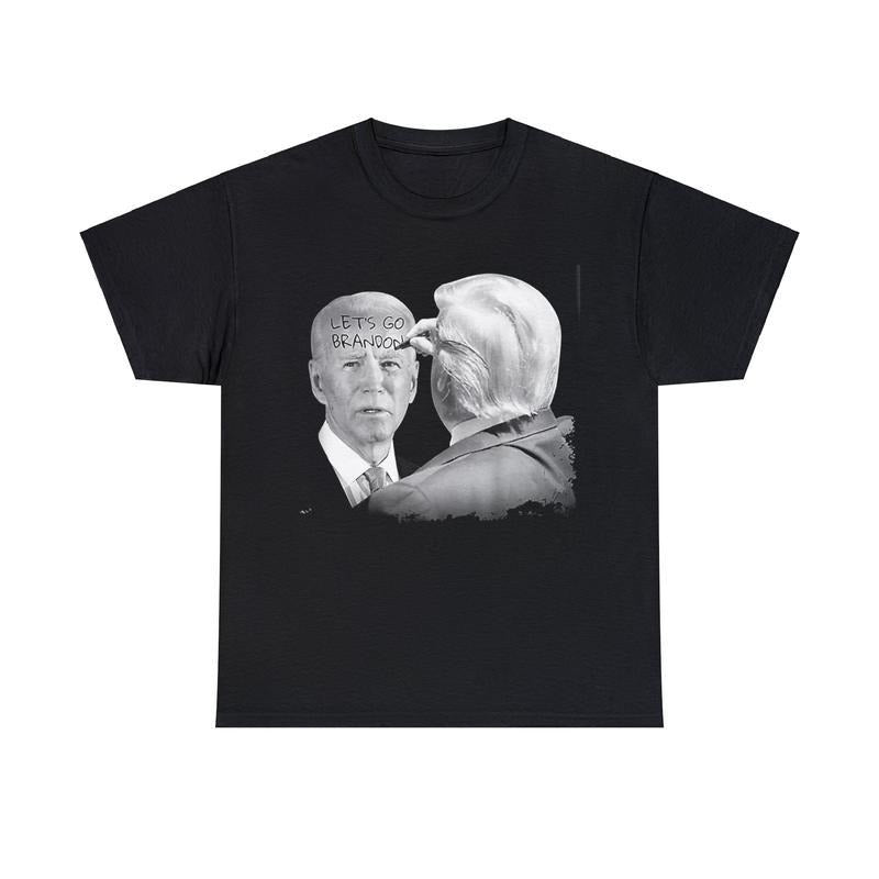 Let's Go Brandon Trump Writes On Biden's Forehead T-Shirt Casual Clothing Cotton Fabric Menswear Short Shortsleeve Sleeve...