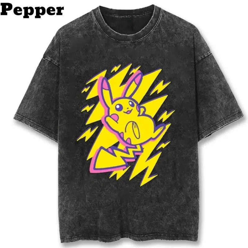 Lightning Bolt Pikachu Black Vintage Tee, Lightning Bolt Pikachu Shirt, Lightning Bolt Pikachu Graphic, Pokemon Shirt, Anime Shirt, vintage graphic tees, T-shirt For Man Top Menswear Underwear Tshirt