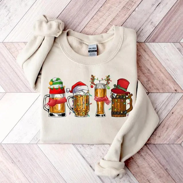 Limited Festive Beer Mug Christmas Sweatshirt | Funny Holiday Party Unisex Crewneck | Ugly Sweater Alternative for Men & Women