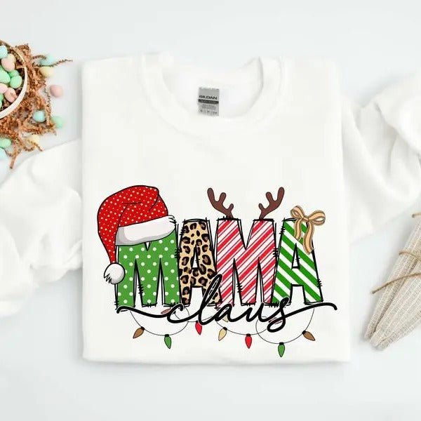 Limited Mama Claus Christmas Vibes Casual Comfort Cotton Unisex Sweatshirt, Gift for Mom, for Grandma, for Her