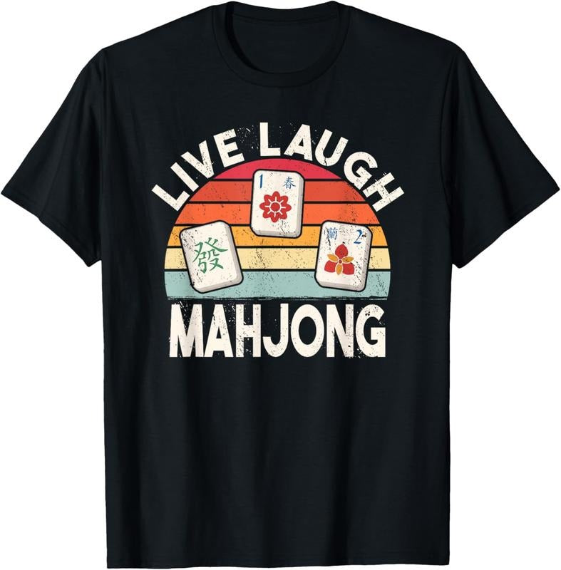 Live Laugh Mahjong retro mah-jongg chinese game tiles T-Shirt Hoodie, Sweatshirt | InkThreadWorks.com
