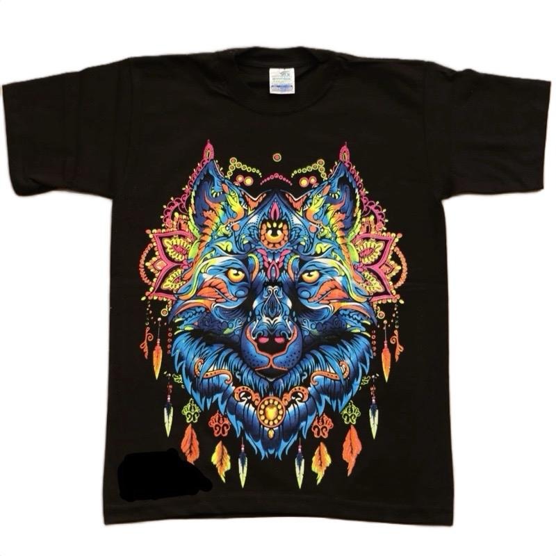Lobo azul T-shirts size small. Talla S Black Cotton Wolf Tshirt Casual Top Round Neck Hoodie, Sweatshirt | InkThreadWorks.com