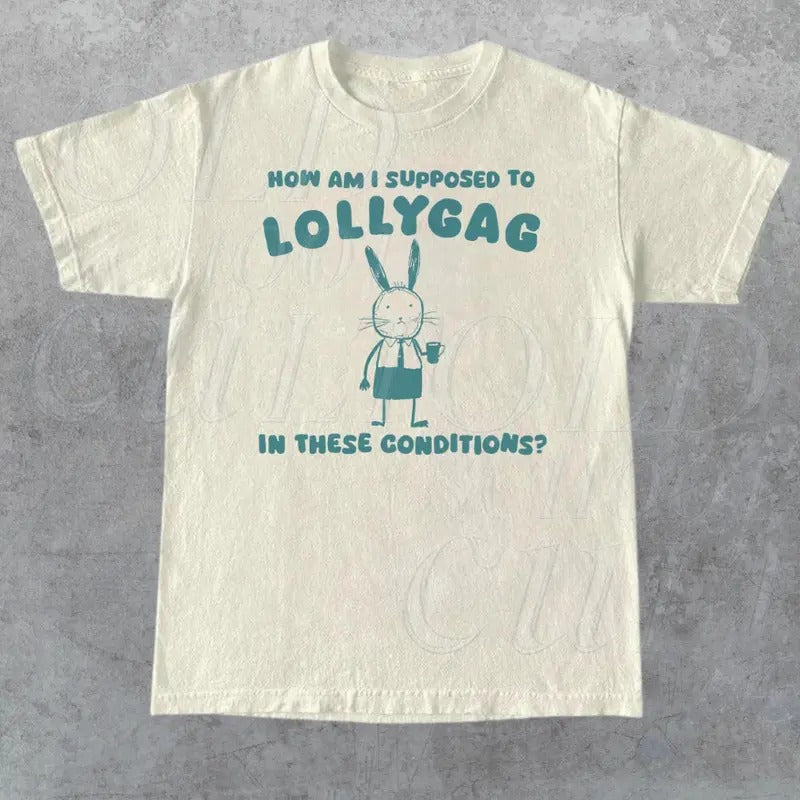 Lollygag Funny Graphic T-Shirt, Retro Unisex Adult T Shirt, Vintage Rabbit T Shirt, Nostalgia T Shirt, Relaxed Cotton Tees, Rabbit Lovers