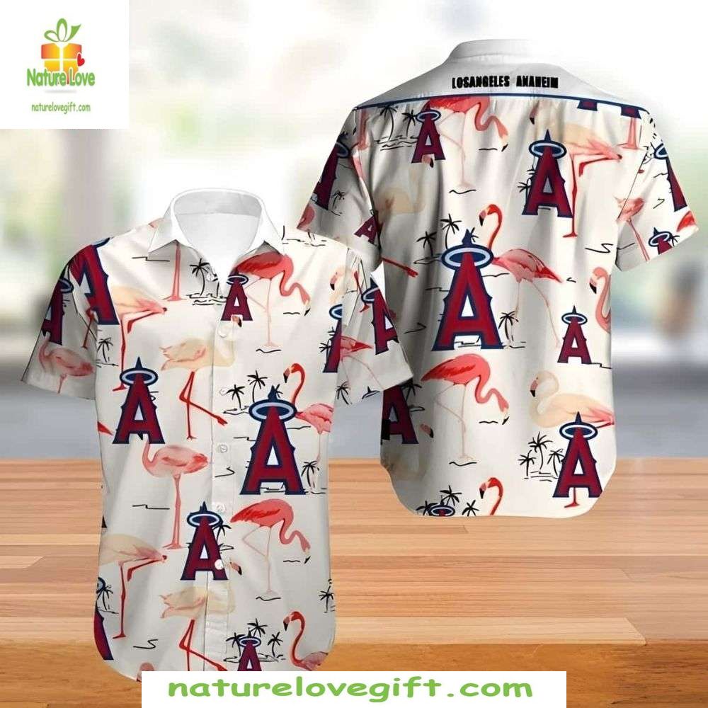 Los Angeles Angels Hawaiian Shirt Flamingo Tropical Aloha Baseball Apparel