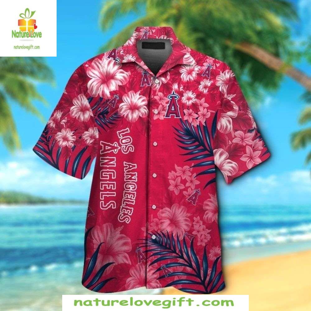 Los Angeles Angels Hawaiian Shirt Floral Aloha MLB Baseball Apparel