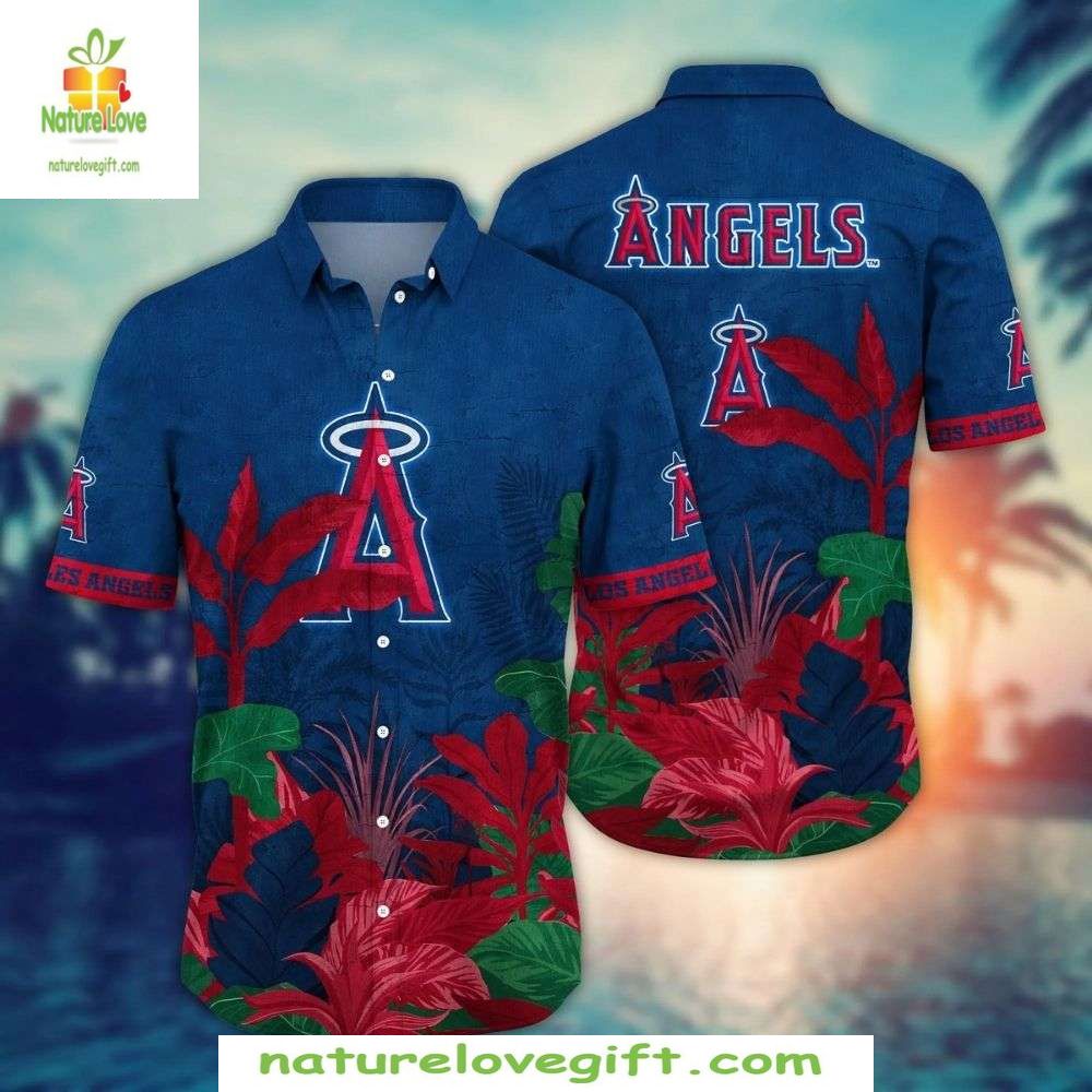 Los Angeles Angels Hawaiian Shirt MLB Baseball Apparel Native Flora