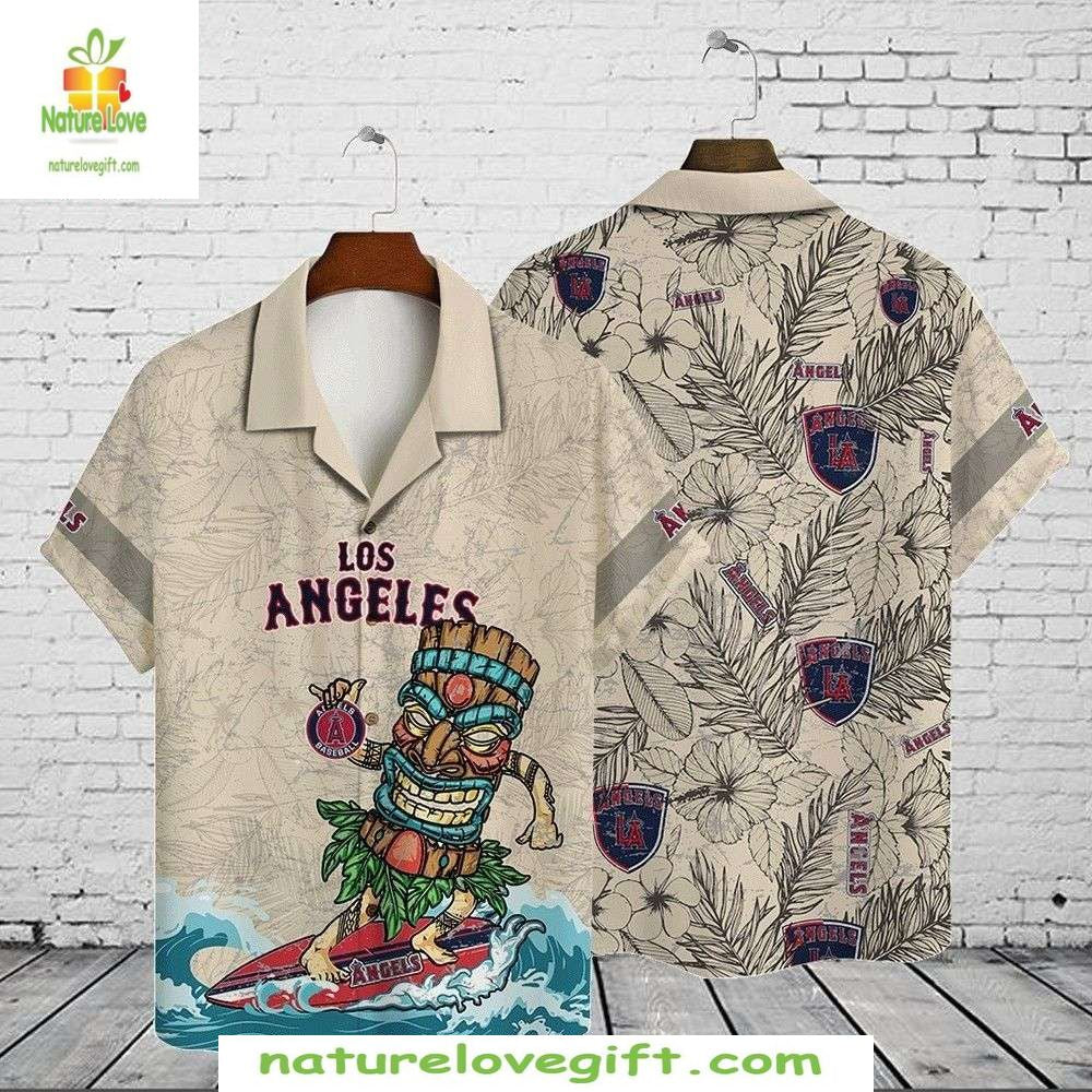 Los Angeles Angels Hawaiian Shirt MLB Baseball Aloha Tiki Wave Apparel