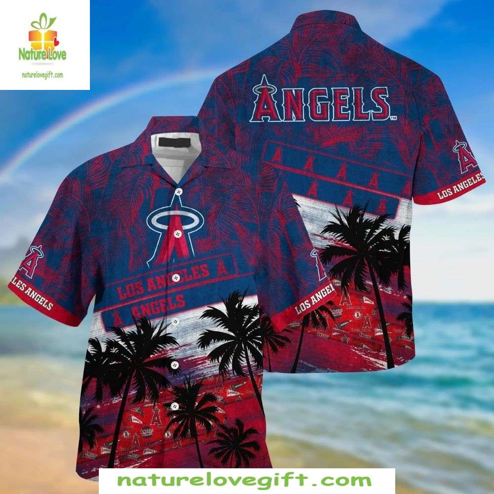 Los Angeles Angels Hawaiian Shirt Tropical Palm Sunset Baseball Apparel