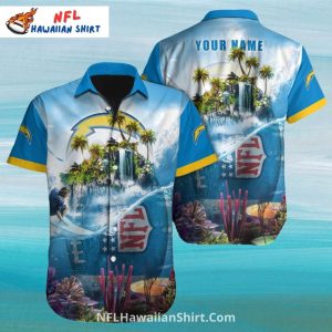 Los Angeles Chargers Island Paradise Waterfall Hawaiian Shirt