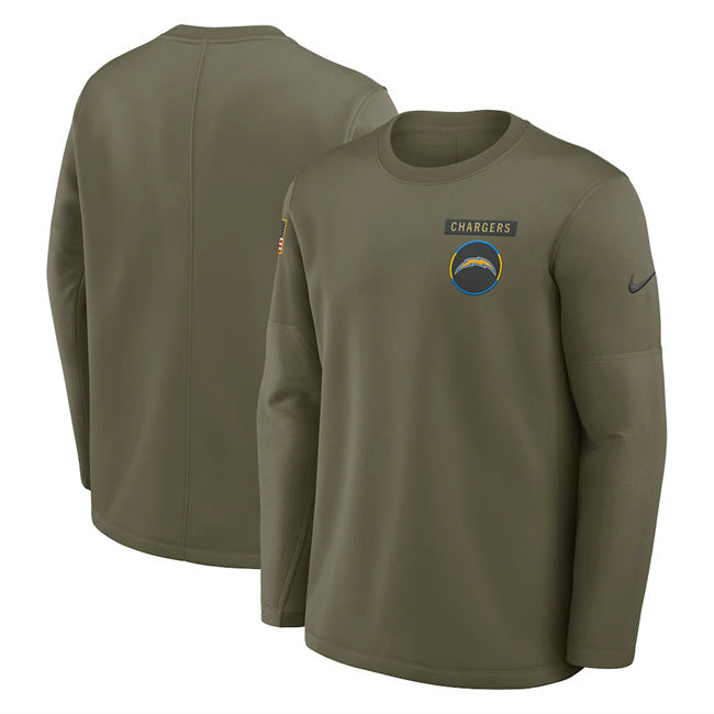 Los Angeles Chargers Olive 2025 Salute to Service Sideline Coaches Therma-FIT