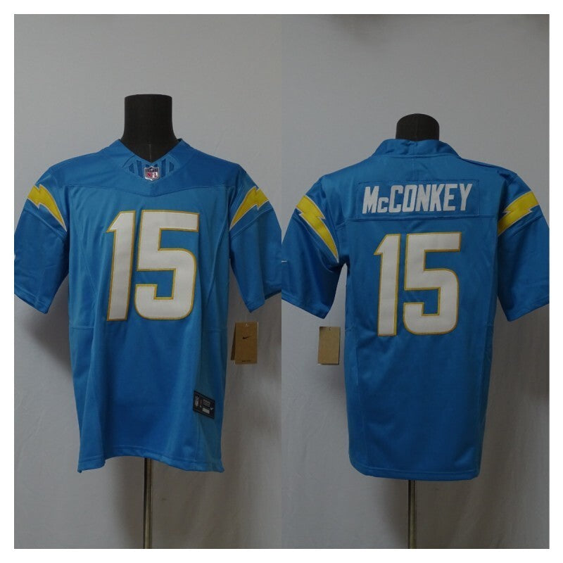 Los Angeles Chargers #15 Ladd McConkey Lightning 3 Edition Style 3
