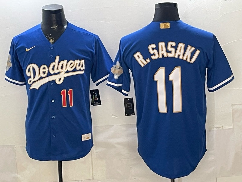Los Angeles Dodgers #11 Roki Sasaki Dodgers Blue Gold Adult