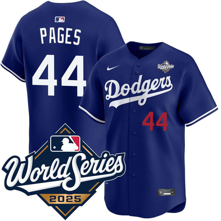Los Angeles Dodgers #44 Andy Pages Alternate Royal Limited 2025 World Series Jersey