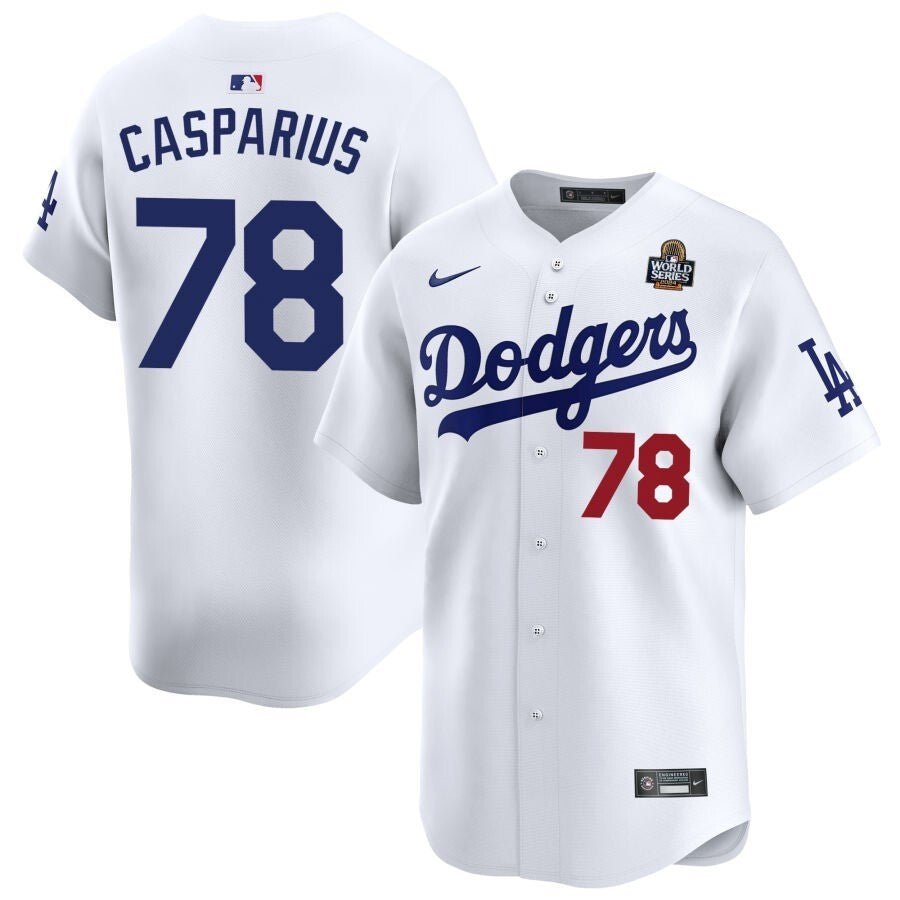 Los Angeles Dodgers #78 Ben Casparius 2024 World Series Home Limited Jersey - White
