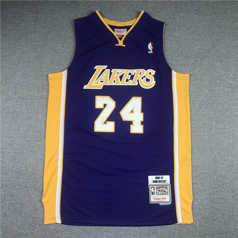 Los Angeles Lakers #24 kobe Bryant Lakers 24 Purple V Collar 2006-07 Retro Logo Style 2