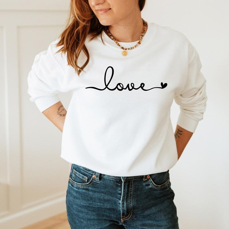 Love Sweatshirt, Love Valentines Day Sweatshirt for Women T-Shirts, Hoodie | InkThreadWorks.com