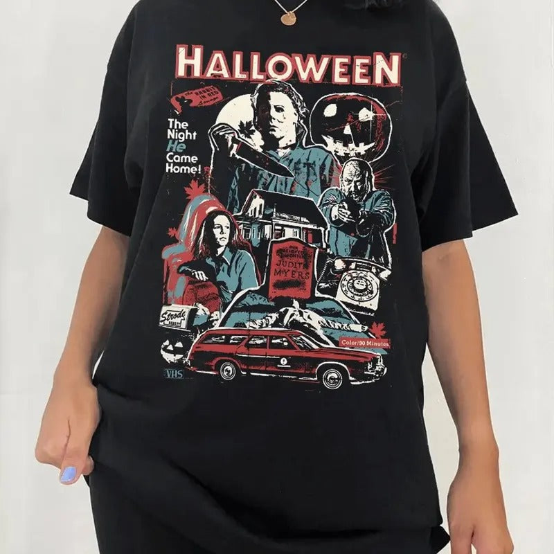M1chael Halloween Shirt, The Night He Came Home Tshirt, Horror Movies Shirt, Unisex Short Sleeve Tee Shirt, Casual Clothing Top Womenswear