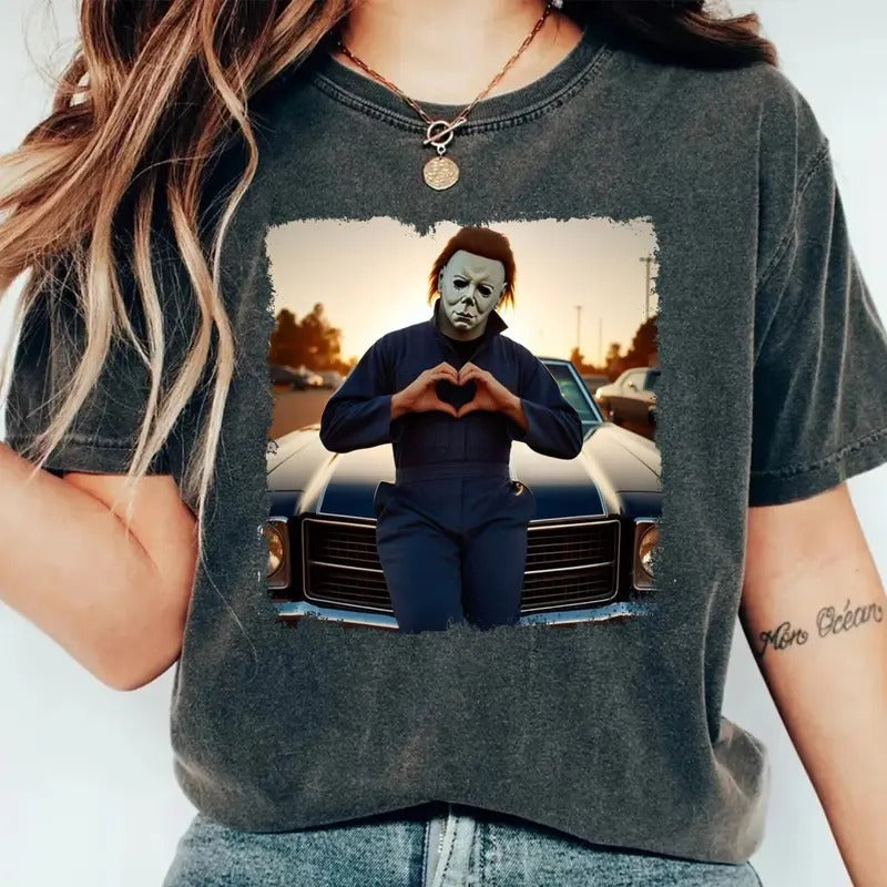 M1chael My3rs Scream Heart Hands Halloween Tshirt, Gh0st Halloween Gift, Unisex Short Sleeve Tee Shirt, Casual Clothing...