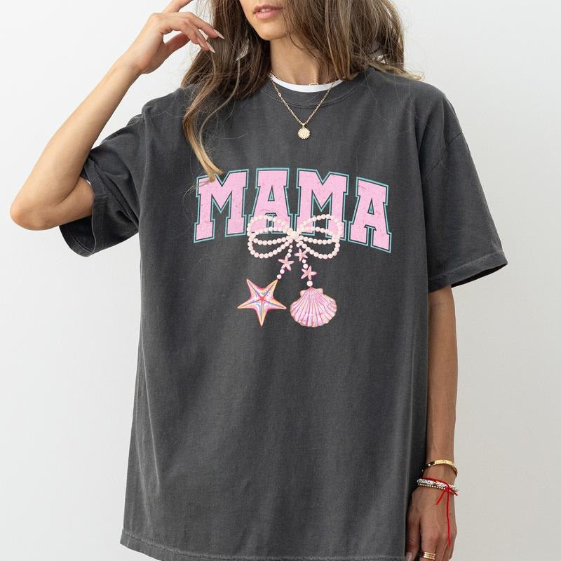 MAPTEES Coquette Pearl Mama Comfort Colors Shirt, Hot Mom Summer T-shirt, Summer Mama Graphic Tee, Mother's Day Gifts, Gift For Mom