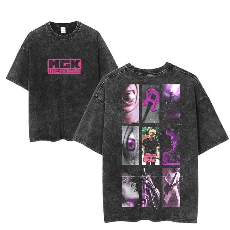 MGK Photo Grid Graphic Tee, Machine Gun Kelly Pink Guitar Shirt, Edgy Collage Band Shirt, Rock Music Aesthetic, Unisex TikTok Streetwear