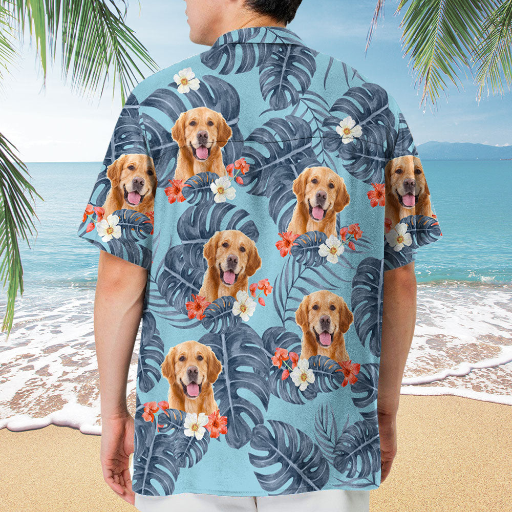 Tropical Leaves And Pet - Personalized Custom Hawaiian Shirt