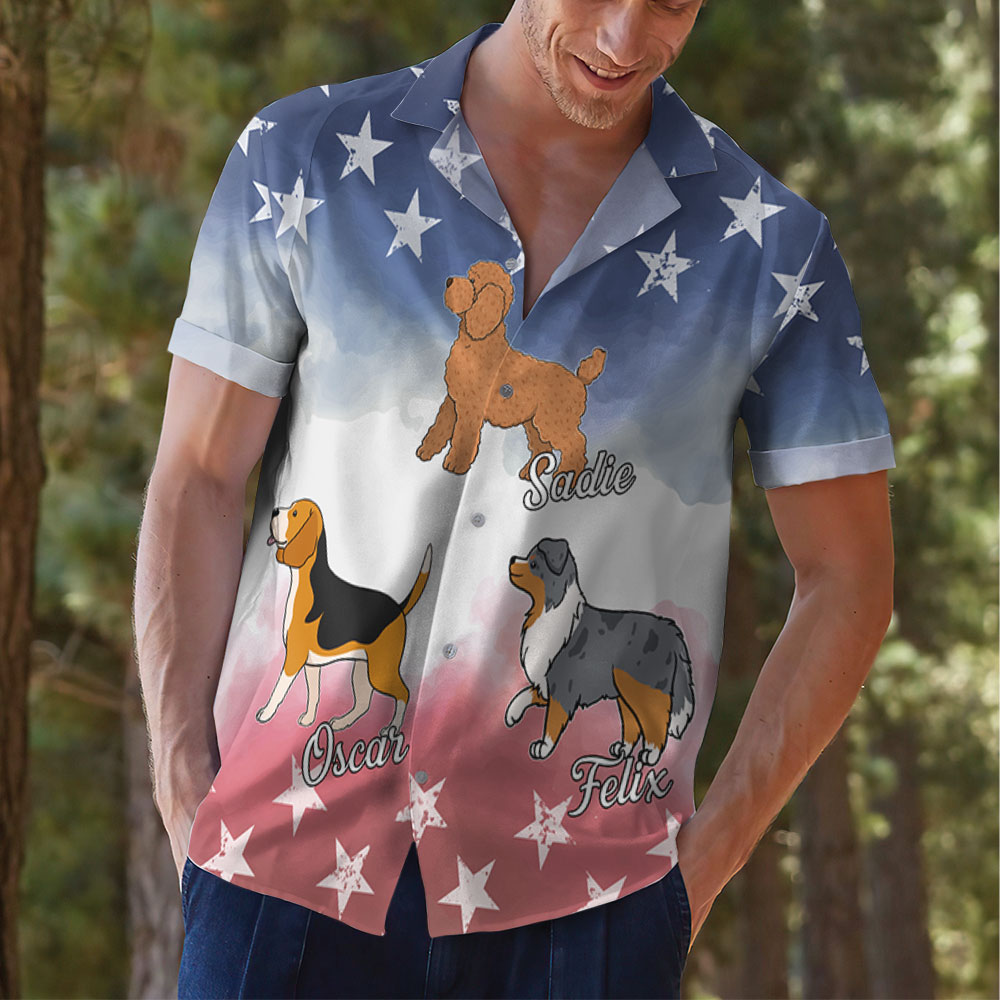 Red White Blue Dog - Personalized Custom Hawaiian Shirt