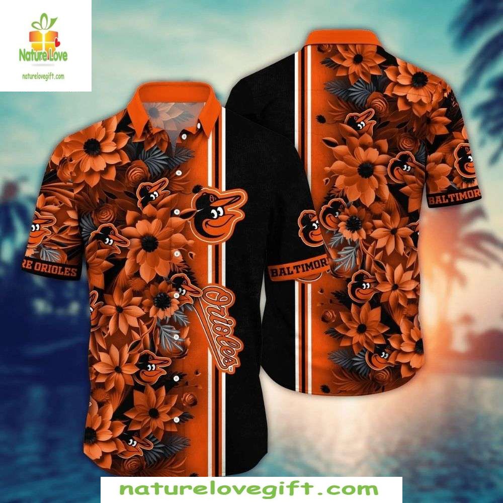 Baltimore Orioles Hawaiian Shirt Floral Print MLB Baseball Apparel
