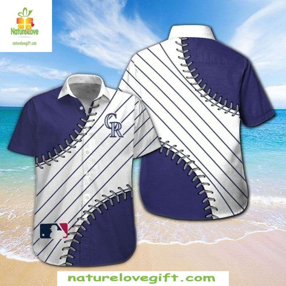 Colorado Rockies Hawaiian Shirt MLB Tropical Jersey Stripe Baseball Apparel