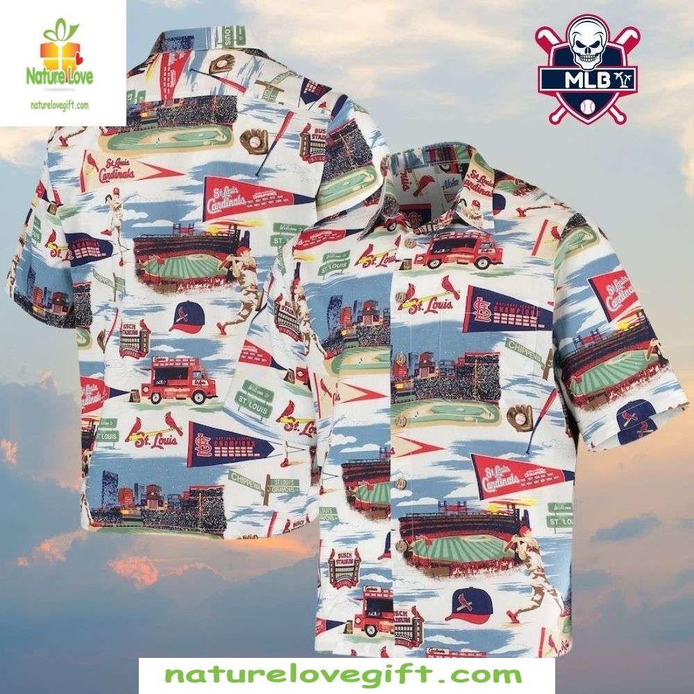 St Louis Cardinals Hawaiian Shirt MLB Baseball Stadium Landscape Apparel