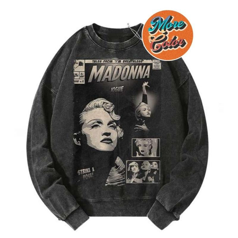 Madonna Singer Anime Vintage Shirts, Cotton Unisex Sweatshirt, Crew Neck, Size S- 3XL, Menswear Top, Womenswear Top Underwear Streetwear
