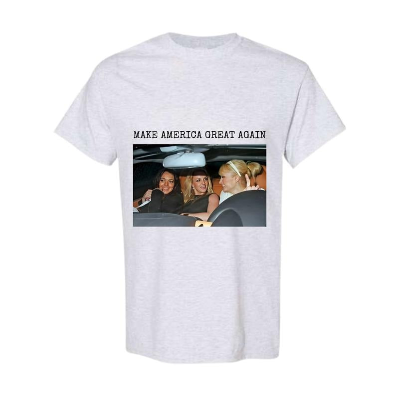 Make America Great Again Paris Shirt, Lindsay Britney Car Tee Funny, Hilton Spears Lohan T-Shirt Meme, Dark Humor, Offensive Shirt Mugshot