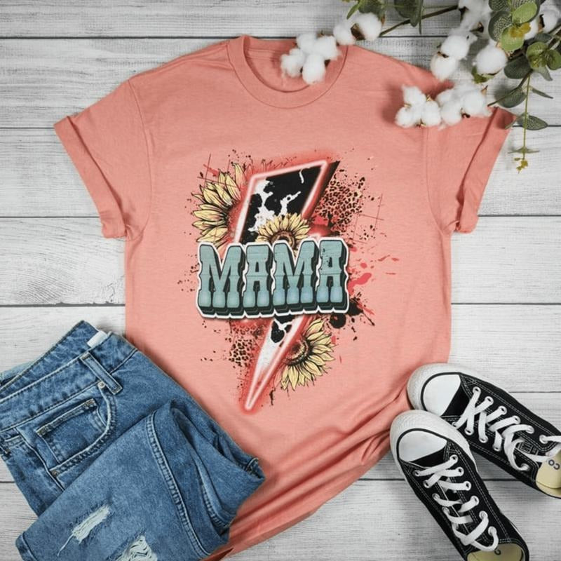 Mama Lightning Cow and Sunflower Graphic T-shirt