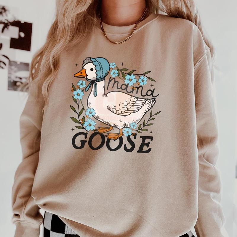 Mama Silly Goose Funny Sweatshirt, Coquette Mama Tee, Vintage Mama Goose Shirt, Mom Gift Hoodie | InkThreadWorks.com